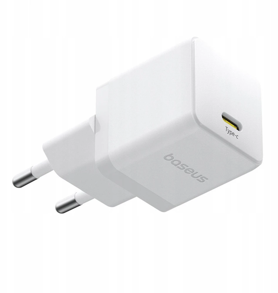 Baseus Sieninis įkroviklis Palm 20W USB-C QC3.0 PD3.0 su USB-C kabeliu 1m, baltas