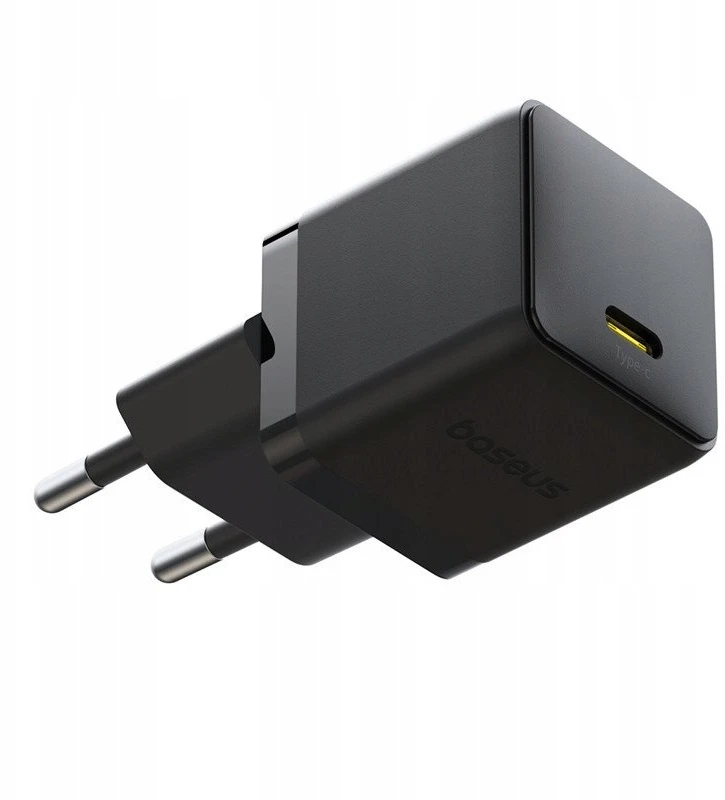 Baseus Sieninis įkroviklis Palm 20W USB-C QC3.0 PD3.0 su USB-C kabeliu 1m, juodas