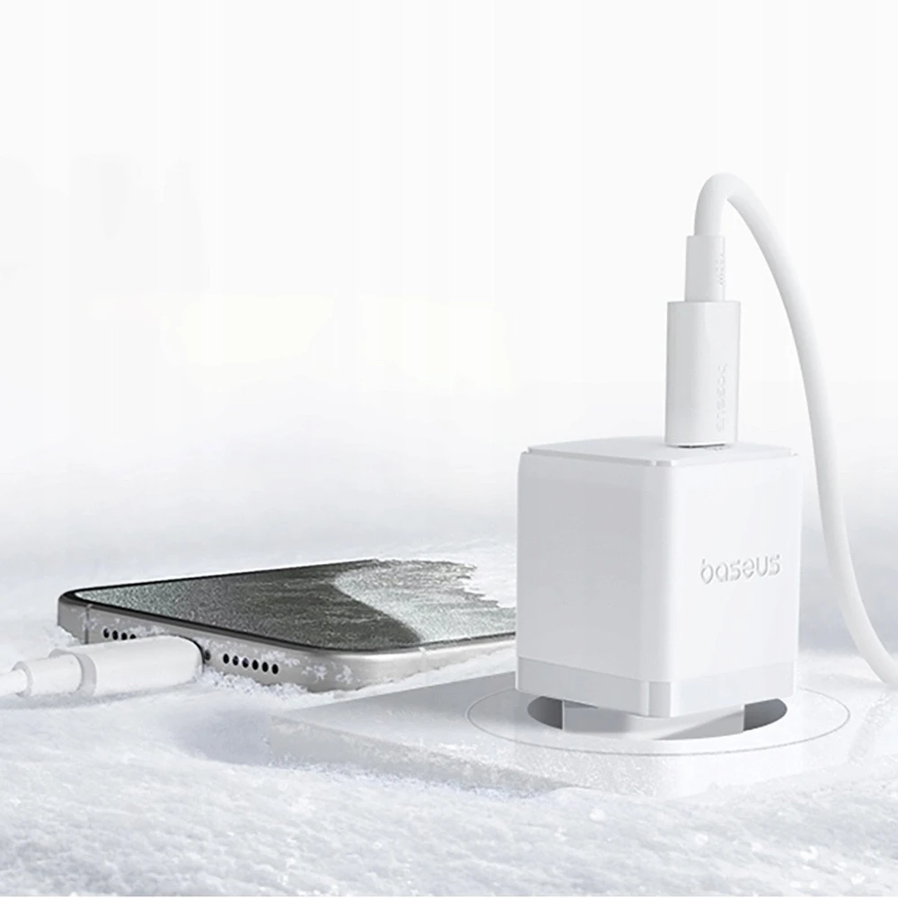 Baseus Sieninis įkroviklis Palm 20W USB-C QC3.0 PD3.0 su USB-C kabeliu 1m, baltas