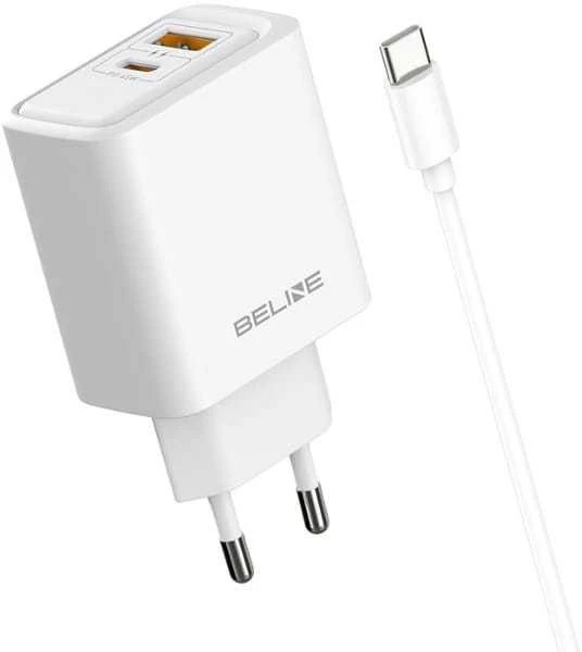 Laidinis įkroviklis Beline 45W USB-A/USB-C + cable USB-C BLN2CW45C baltos spalvos