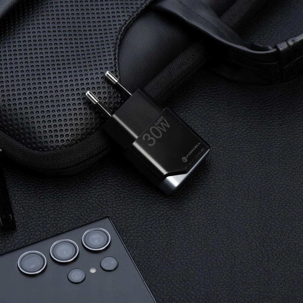 Telefono įkroviklis Forcell F-Energy Ultra Slim GaN III USB C PD QC4.0 3A 30W B130101-E juodas