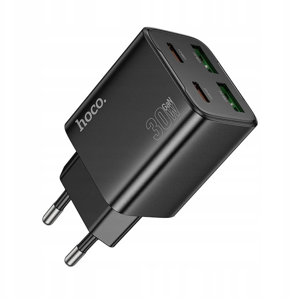 Telefono įkroviklis Hoco 2 x USB C + 2 x USB A QC3.0 PD 3A 30W N56 juodas