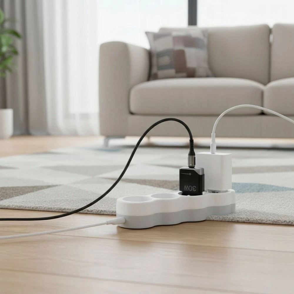 Telefono įkroviklis Forcell F-Energy Ultra Slim GaN III 2 x USB C PD QC4.0 3A 45W B245201(2C) juodas