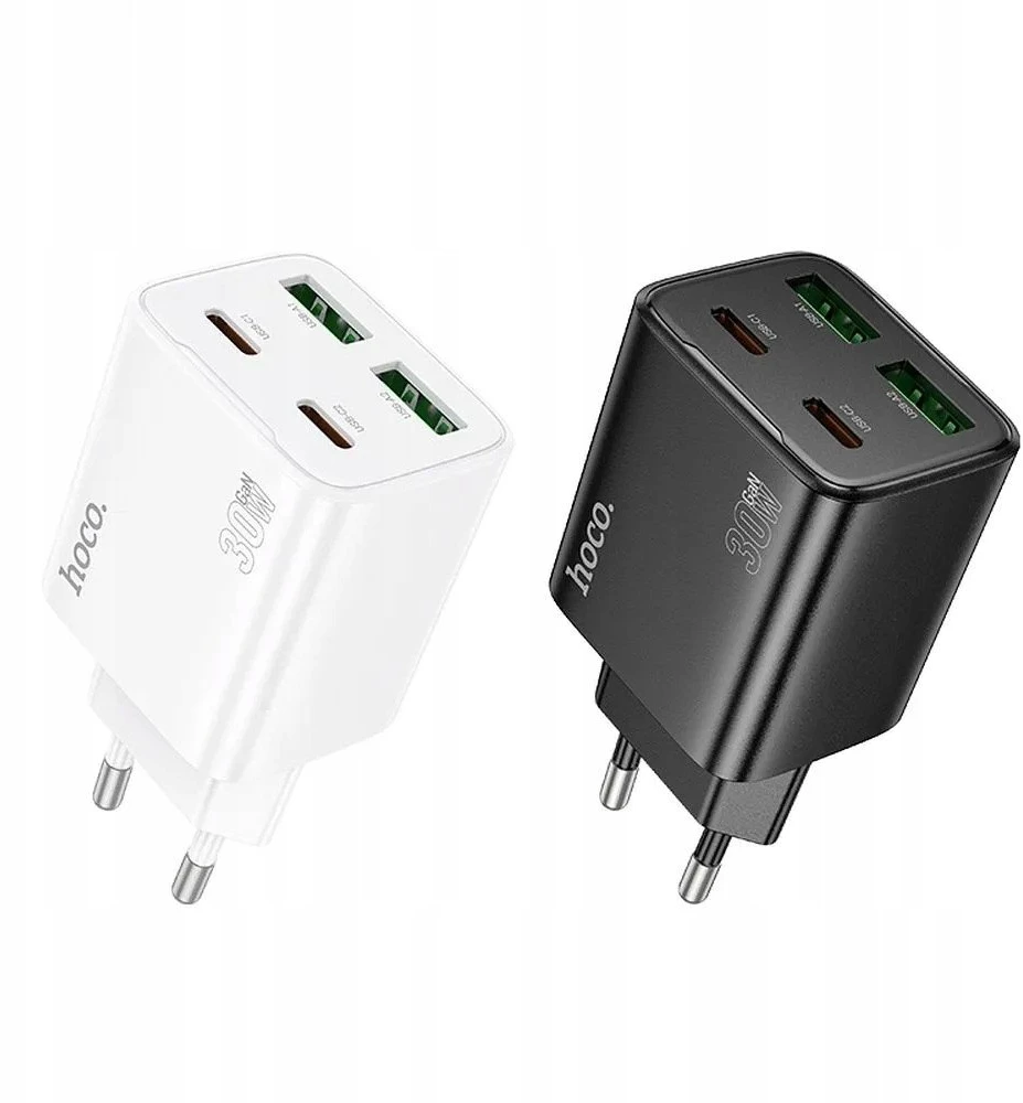 Telefono įkroviklis Hoco 2 x USB C + 2 x USB A QC3.0 PD 3A 30W N56 baltas