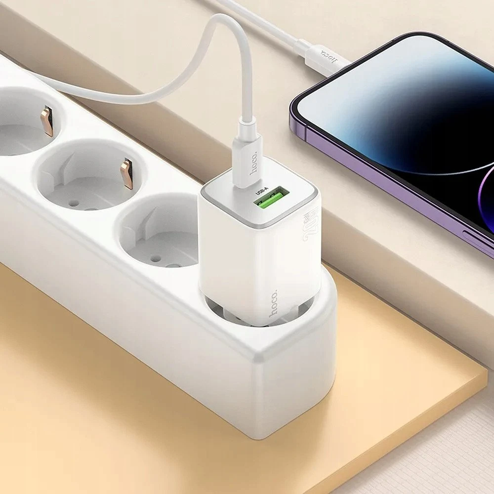 Telefono įkroviklis Hoco USB A + USB C QC3.0 PD 3A 20W N41 baltas