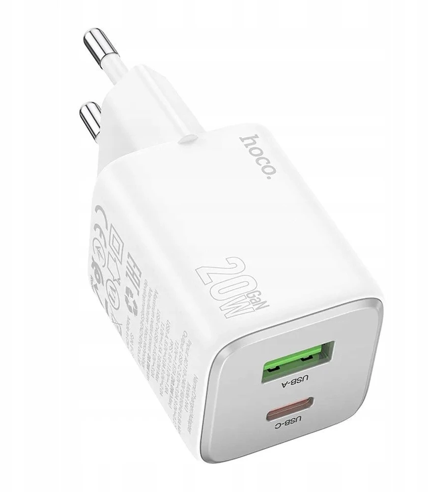 Telefono įkroviklis Hoco USB A + USB C QC3.0 PD 3A 20W N41 baltas