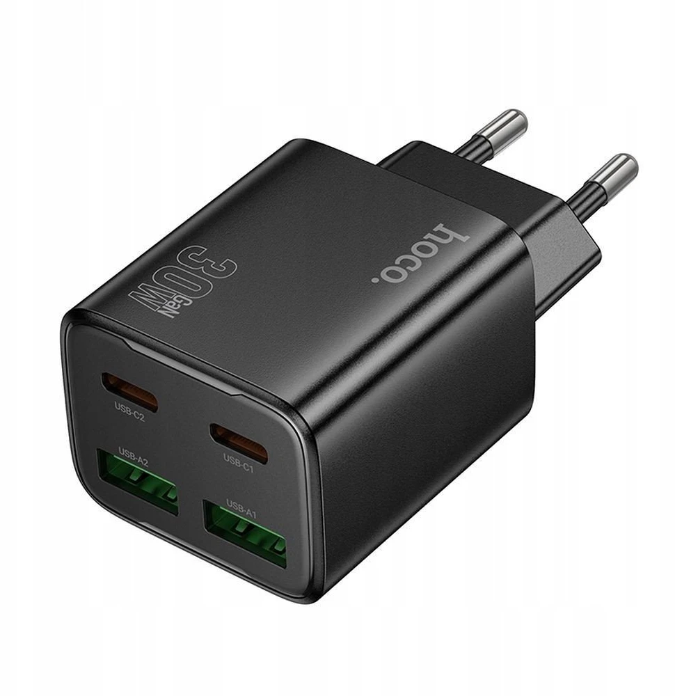 Telefono įkroviklis Hoco 2 x USB C + 2 x USB A QC3.0 PD 3A 30W N56 juodas