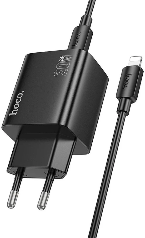 Telefono įkroviklis Hoco 2 x USB C + 2 x USB A QC3.0 PD 3A 20W + laidas USB C į Lightning N55 juodas
