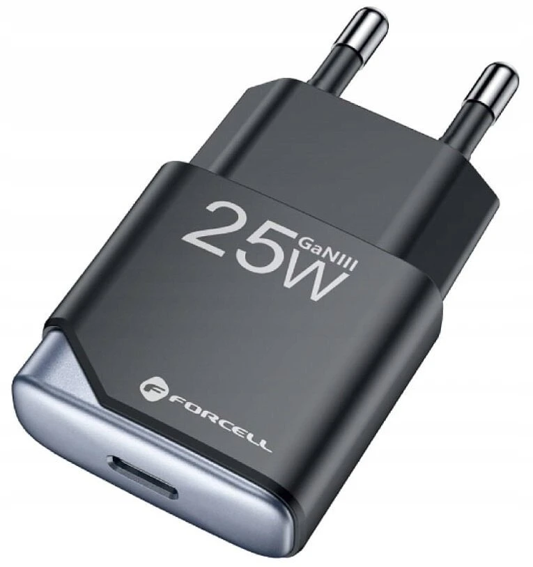 Telefono įkroviklis Forcell F-Energy Ultra Slim GaN III USB C PD QC4.0 3A 25W B125101-E juodas