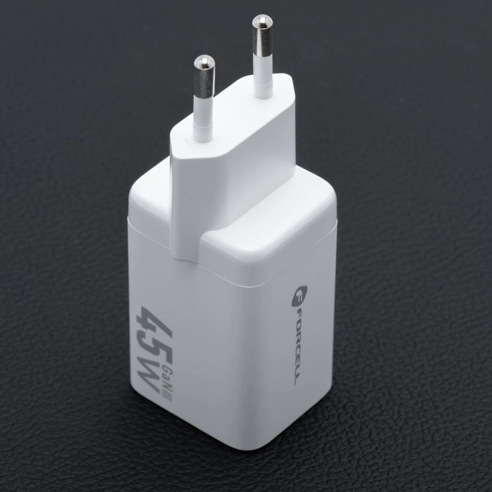 Telefono įkroviklis Forcell F-Energy Mini GaN III USB C + USB A PD QC4.0 45W VT-36 baltas