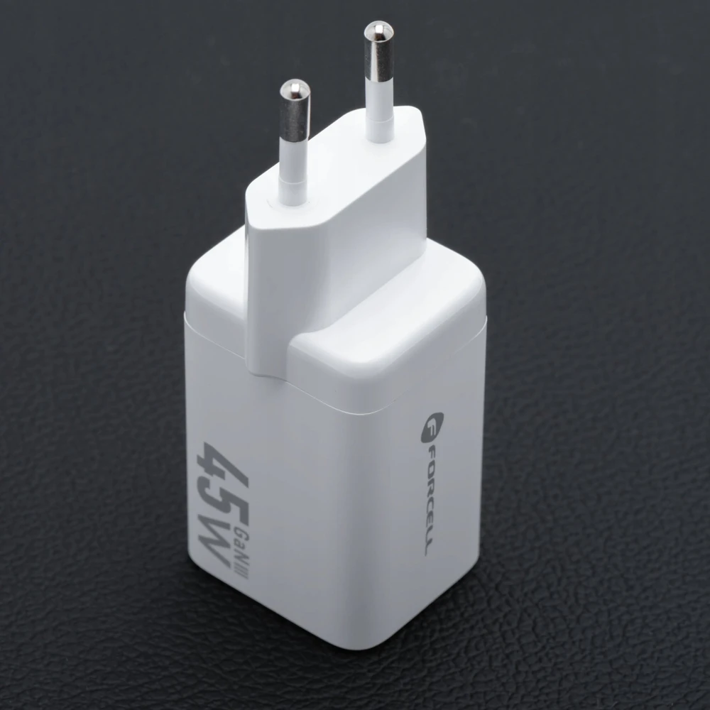 Telefono įkroviklis Forcell F-Energy Mini GaN III 2 x USB C PD QC4.0 45W VT-36B baltas