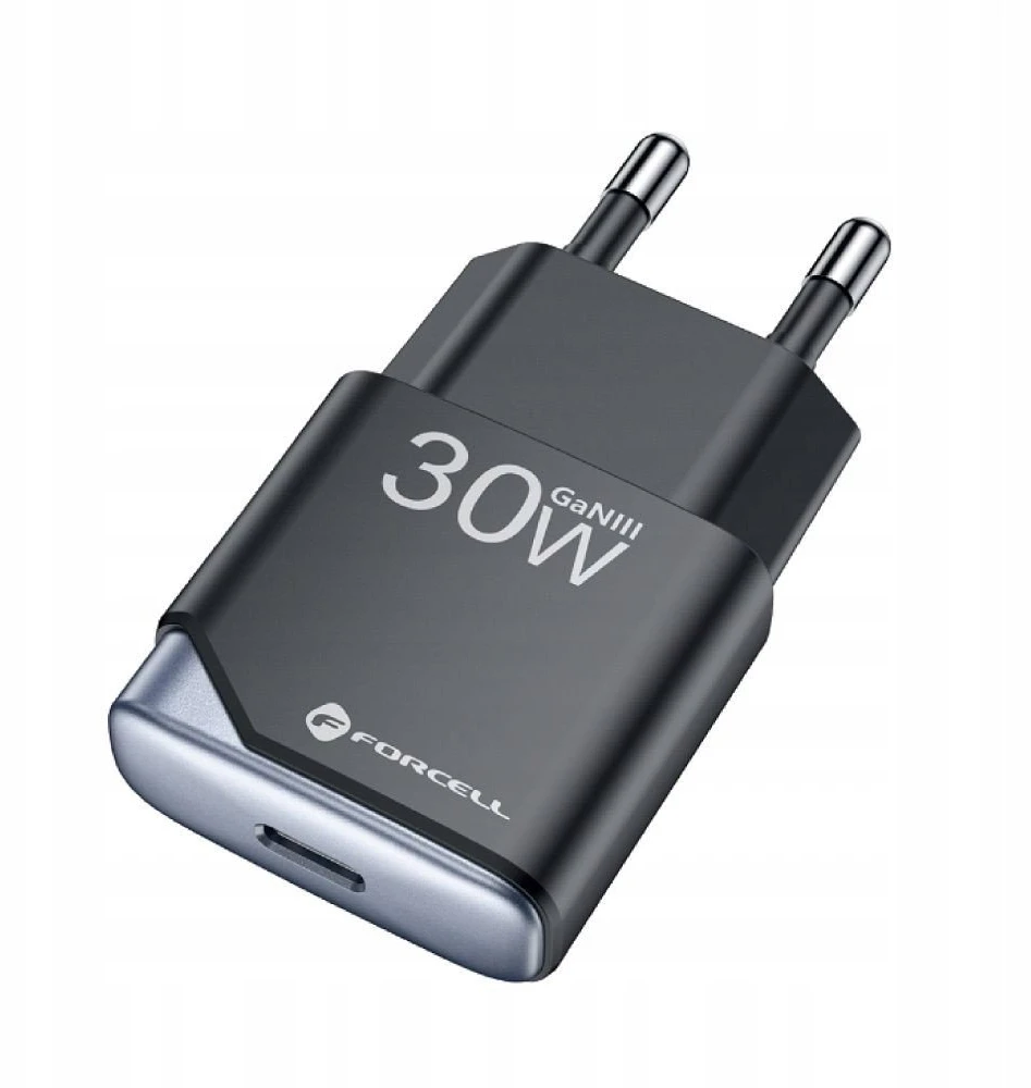 Telefono įkroviklis Forcell F-Energy Ultra Slim GaN III USB C PD QC4.0 3A 30W B130101-E juodas