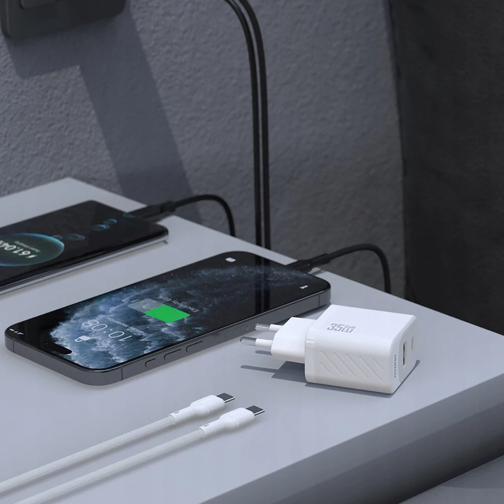 Dudao A27 MaxC 35W laidinis įkroviklis + USB-C kabelis – baltos spalvos