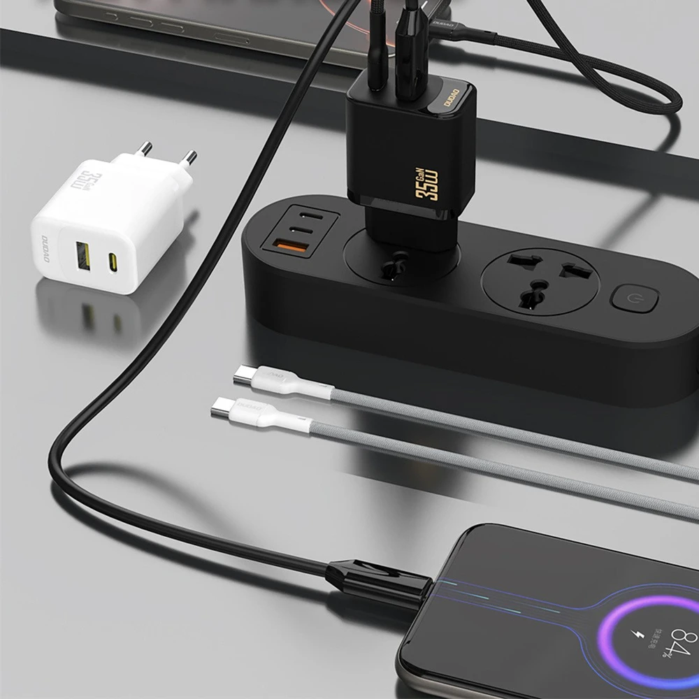 Dudao A27 MaxC 35W laidinis įkroviklis + USB-C kabelis – baltos spalvos