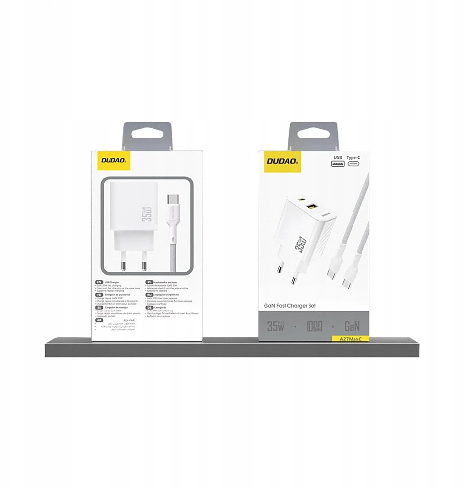 Dudao A27 MaxC 35W laidinis įkroviklis + USB-C kabelis – baltos spalvos