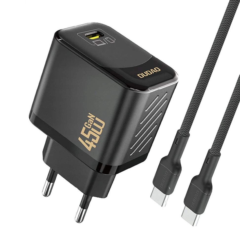 Dudao A28C 45W GaN laidinis įkroviklis + USB-C kabelis – juodos spalvos