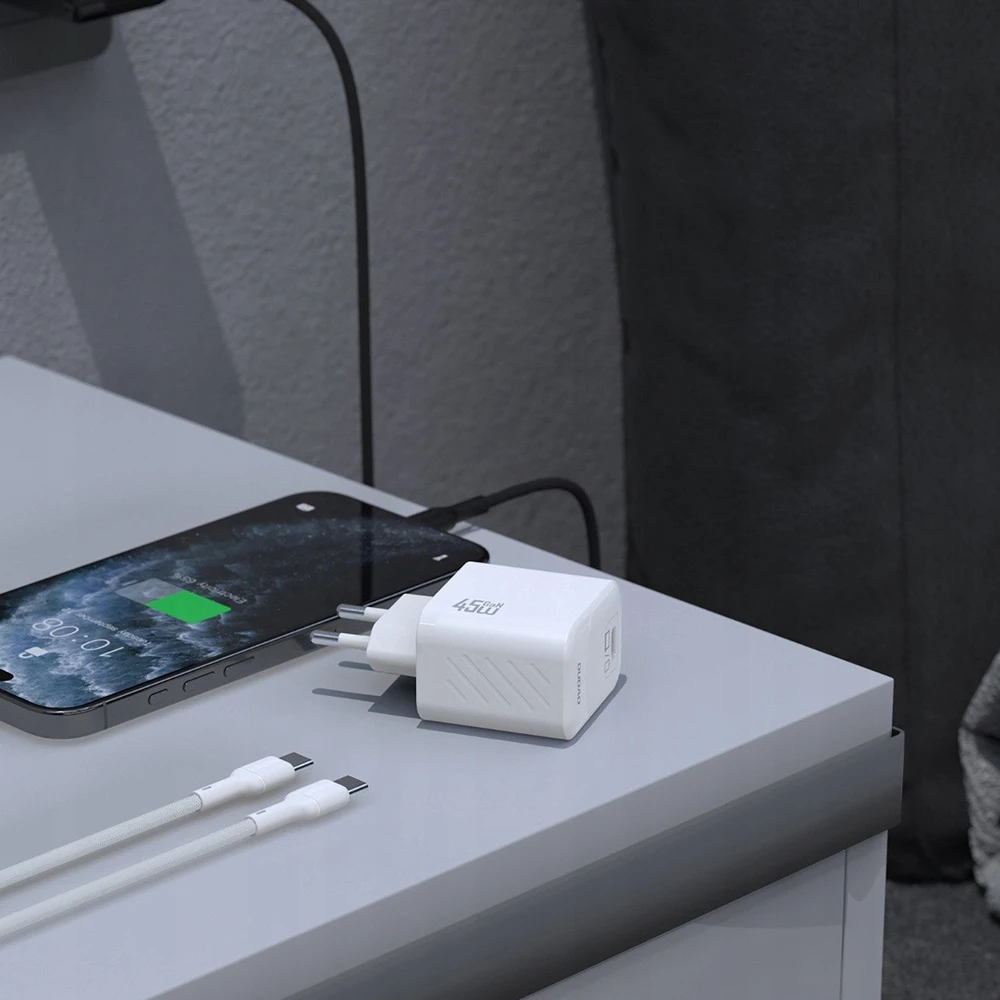 Dudao A28C 45W GaN laidinis įkroviklis + USB-C kabelis – juodos spalvos