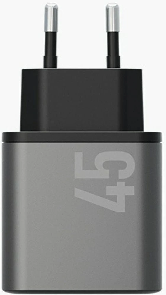 Laidinis įkroviklis Energea Ampcharge GaN45 2xUSB-C PD/PPS/QC3.0 45W pilkas