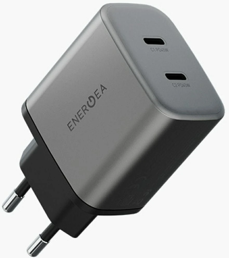 Laidinis įkroviklis Energea Ampcharge GaN45 2xUSB-C PD/PPS/QC3.0 45W pilkas