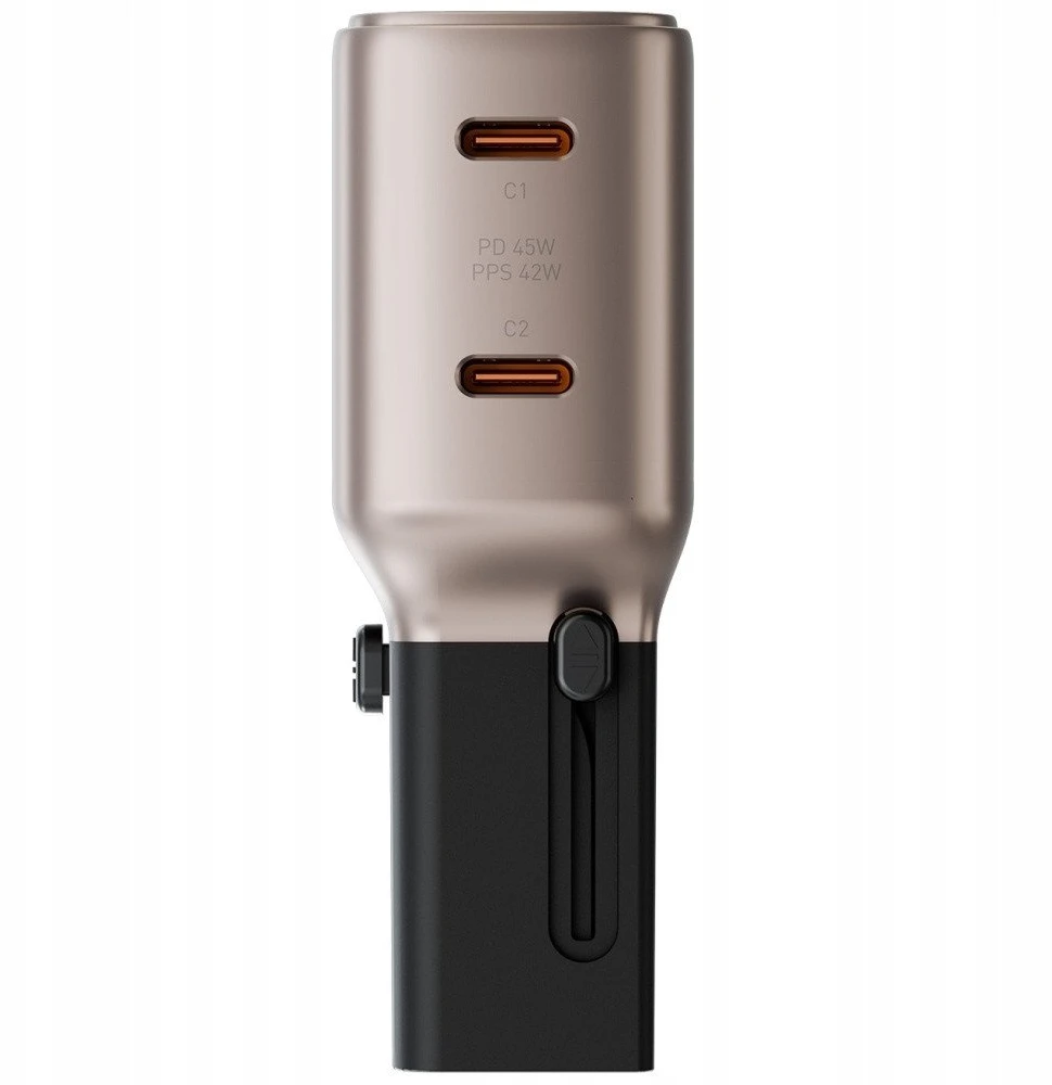 Laidinis įkroviklis Energea TravelGo Adapteris 45 2xUSB-C 45W auksinis-juodos spalvos