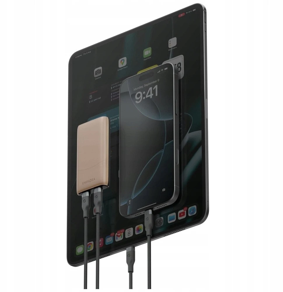 Laidinis įkroviklis Energea TravelWorld Edge 65W 2xUSB-C PD/PPS/QC3.0 (US/UK/EU) auksinis