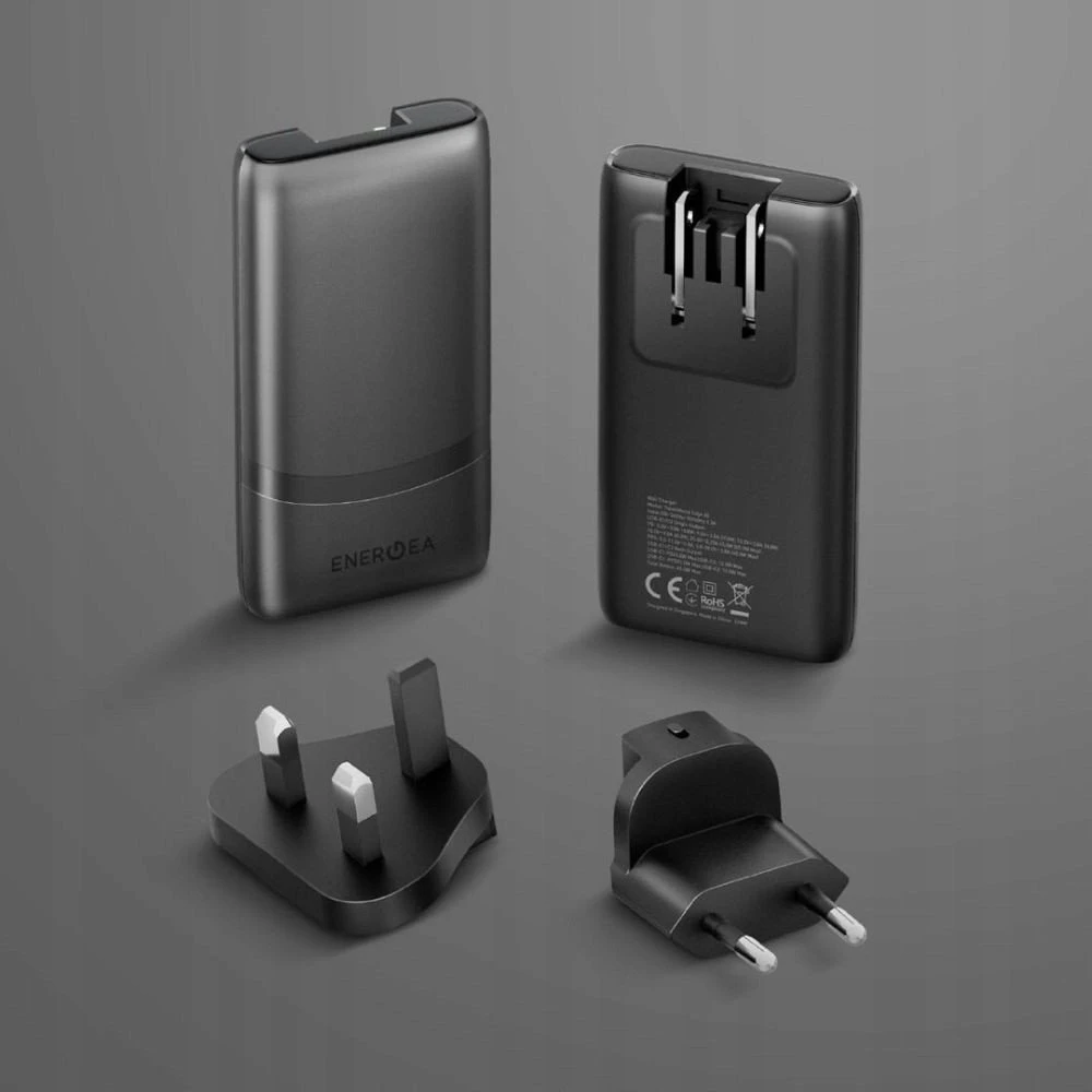 Laidinis įkroviklis Energea TravelWorld Edge 65W 2xUSB-C PD/PPS/QC3.0 (US/UK/EU) auksinis