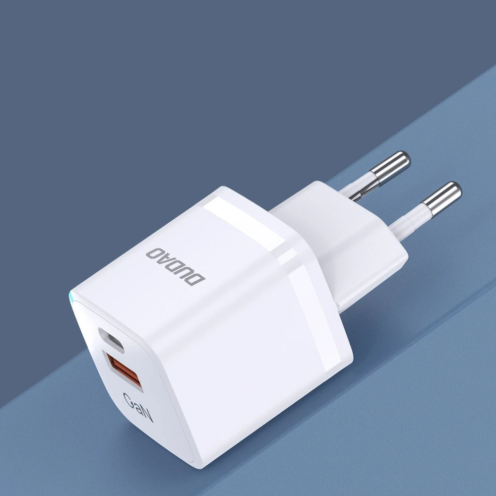 Sieninis įkroviklis GaN 33W PPS USB C/USB Dudao A13Pro – baltos spalvos