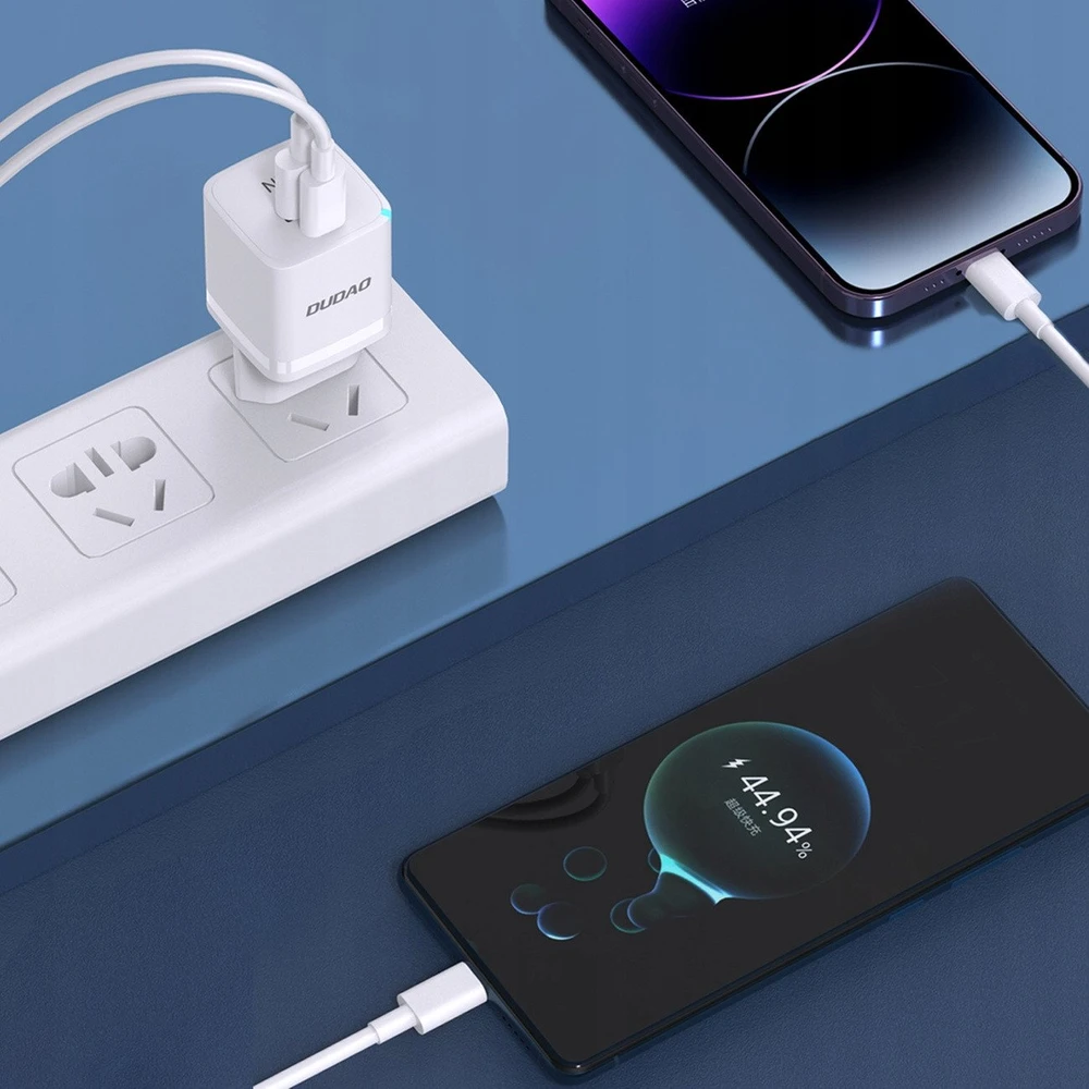 Sieninis įkroviklis GaN 33W PPS USB C/USB Dudao A13Pro – baltos spalvos