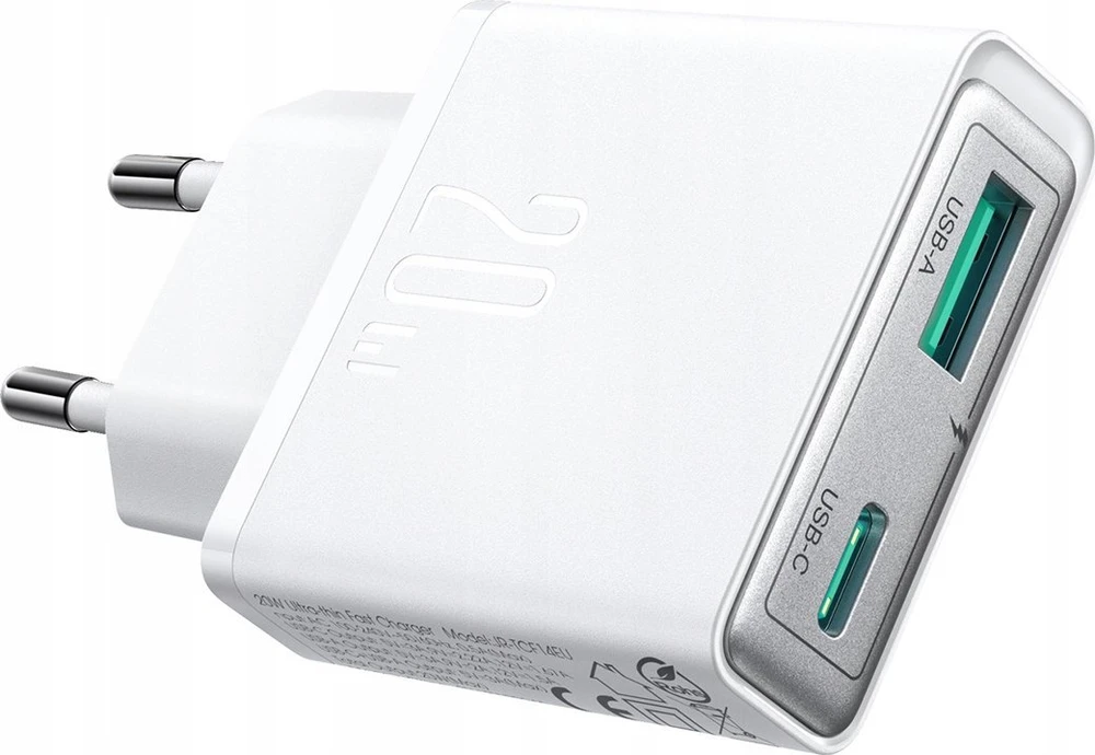 Įkroviklis Joyroom Super Slim (TCF14) (1xUSB-C;1xUSB 3A 20W) baltas