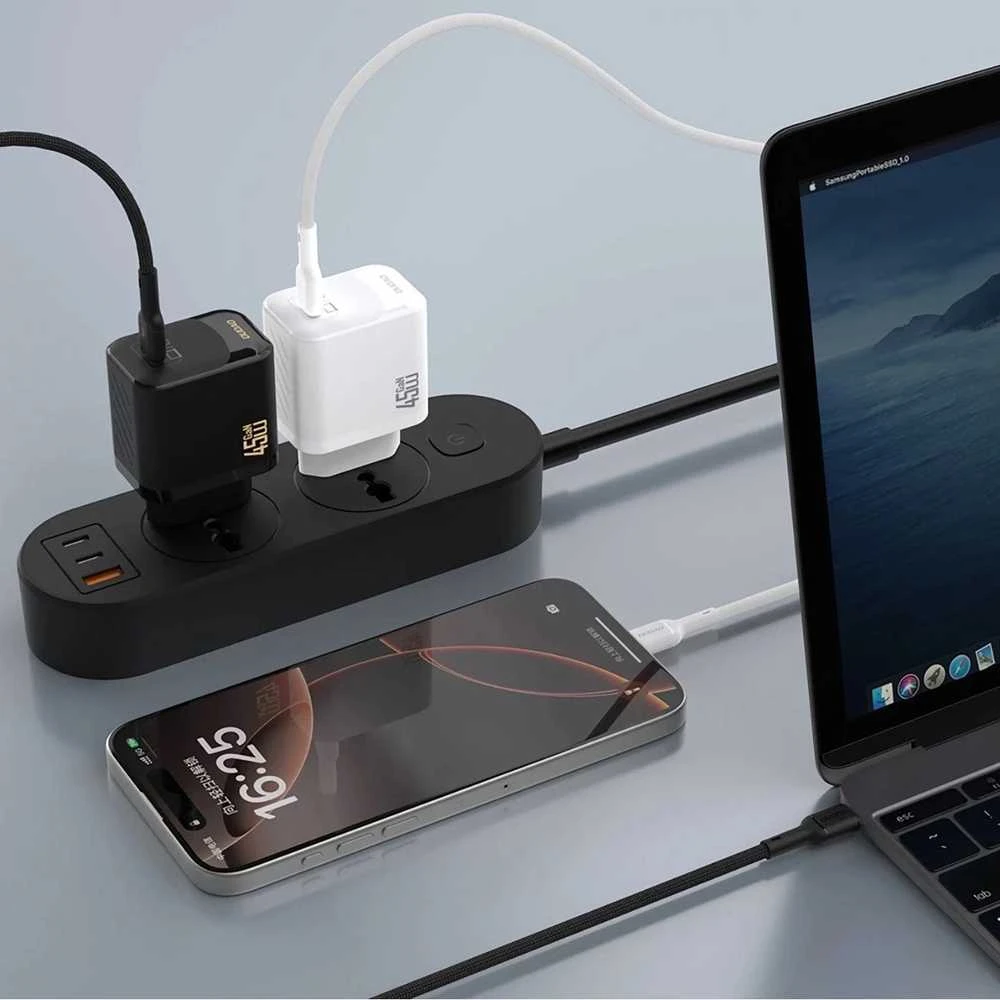 Dudao A28 45W GaN USB-C laidinis įkroviklis – juodos spalvos