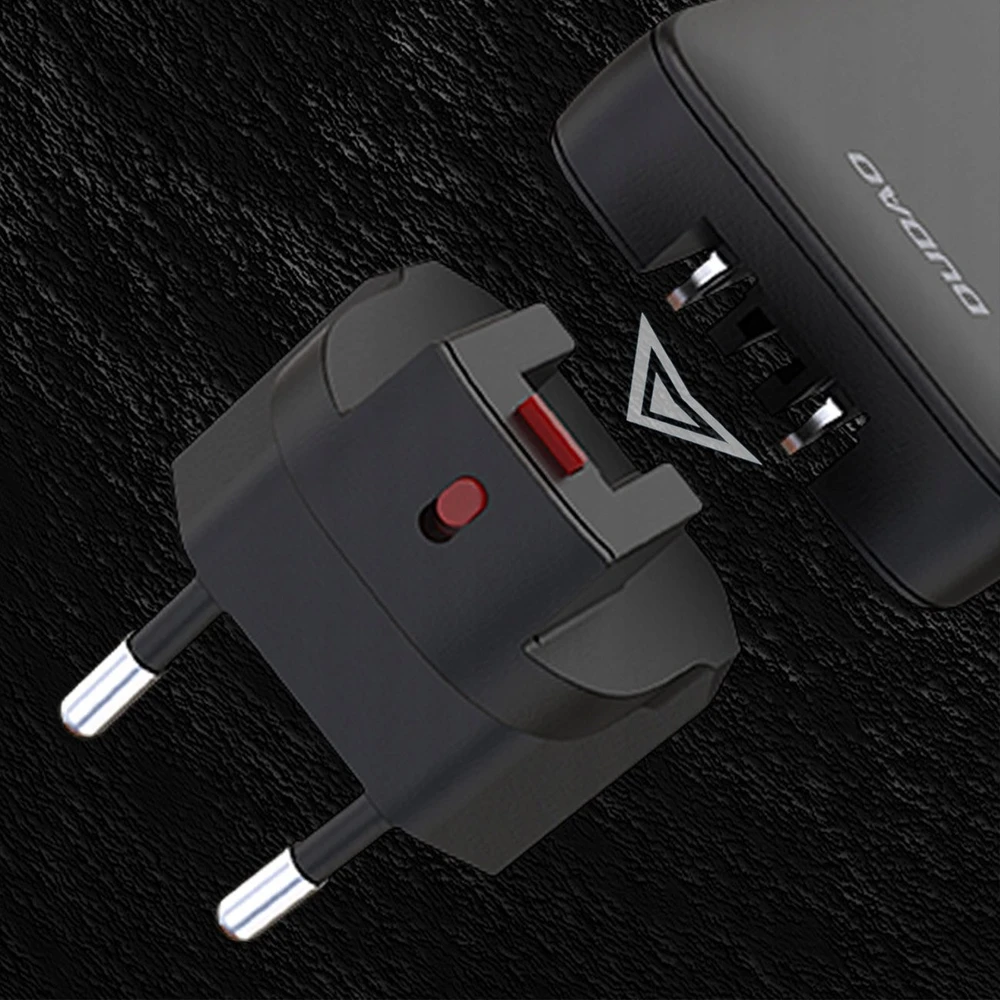 GaN Dudao A65Q 65W USB-A / USB-C PD Ultra-Thin Travel laidinis įkroviklis EU / US – juodos spalvos