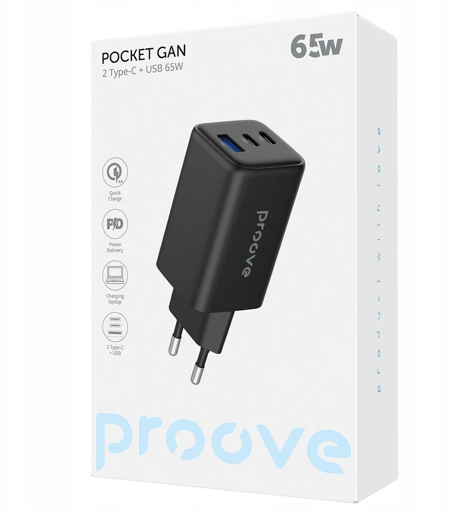 Įkroviklis PROOVE Pocket GaN jungiama į tinklą 1 2 65 W