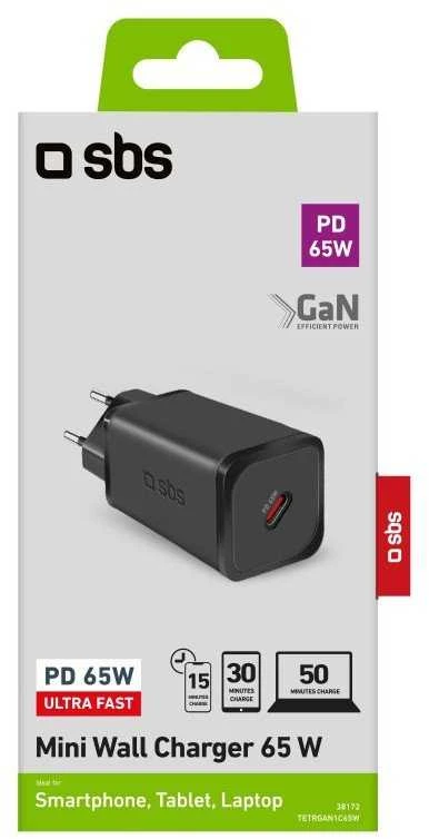 SBS TETRGAN1C65W 65W GaN Power Delivery įkroviklis – juodos spalvos