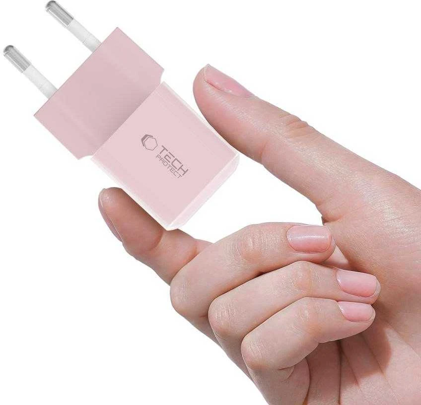 „Tech-Protect NCM25 USB-C PD 25W“ sieninis įkroviklis - Rožinė