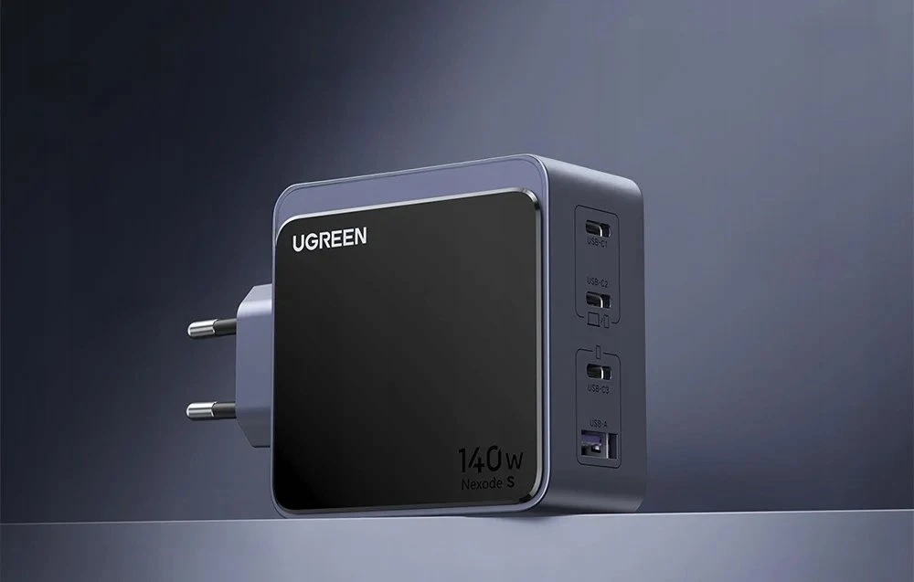 Ugreen Nexode S 140W, GaN, 3x USB-C + USB (pilka)