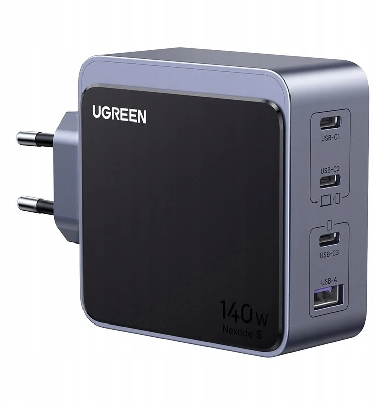 Ugreen Nexode S 140W, GaN, 3x USB-C + USB (pilka)
