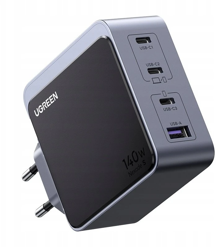 Ugreen Nexode S 140W, GaN, 3x USB-C + USB (pilka)