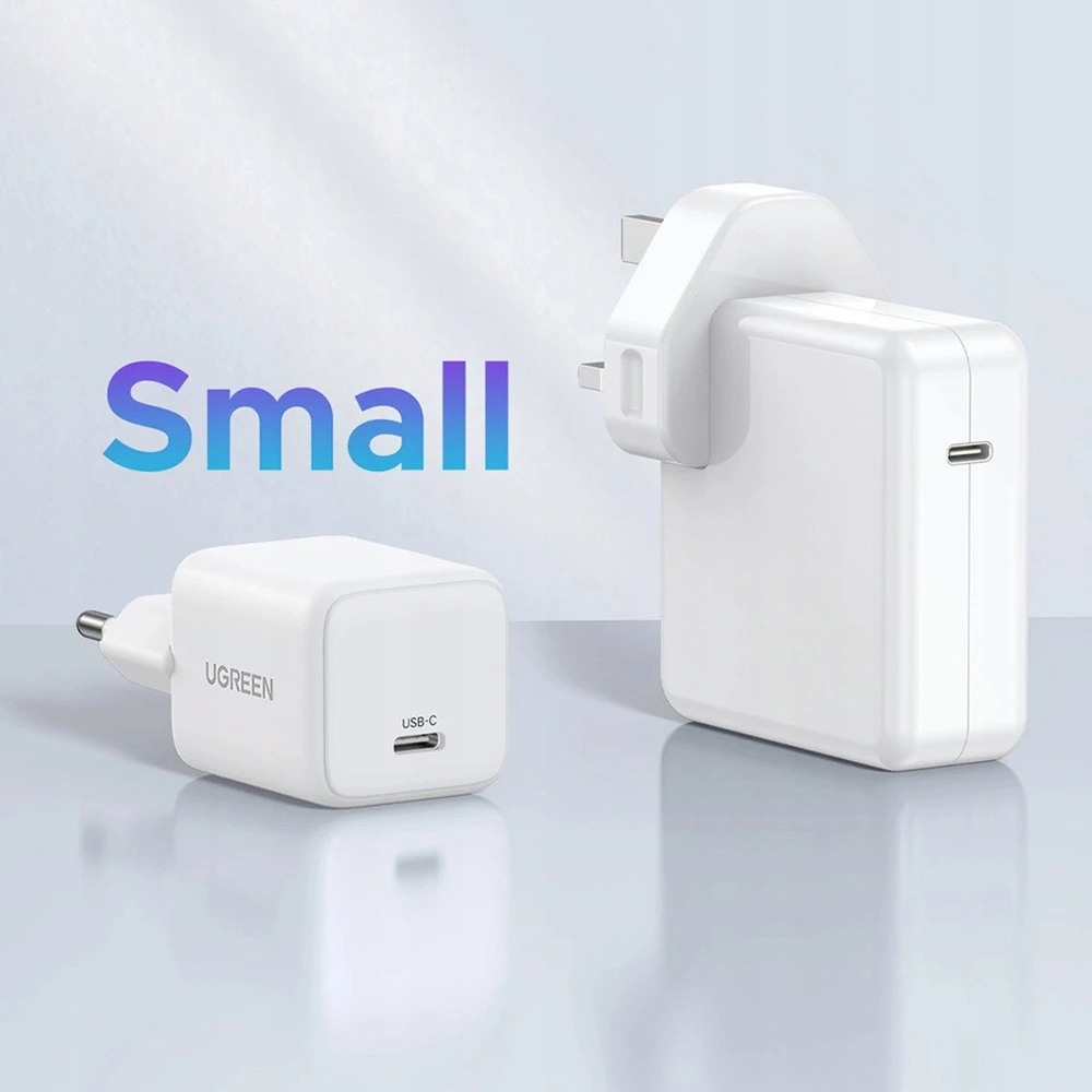 „Ugreen Nexode N“ serijos X512 20 W „GaN“ 1 x USB-C sieninis įkroviklis – baltos spalvos