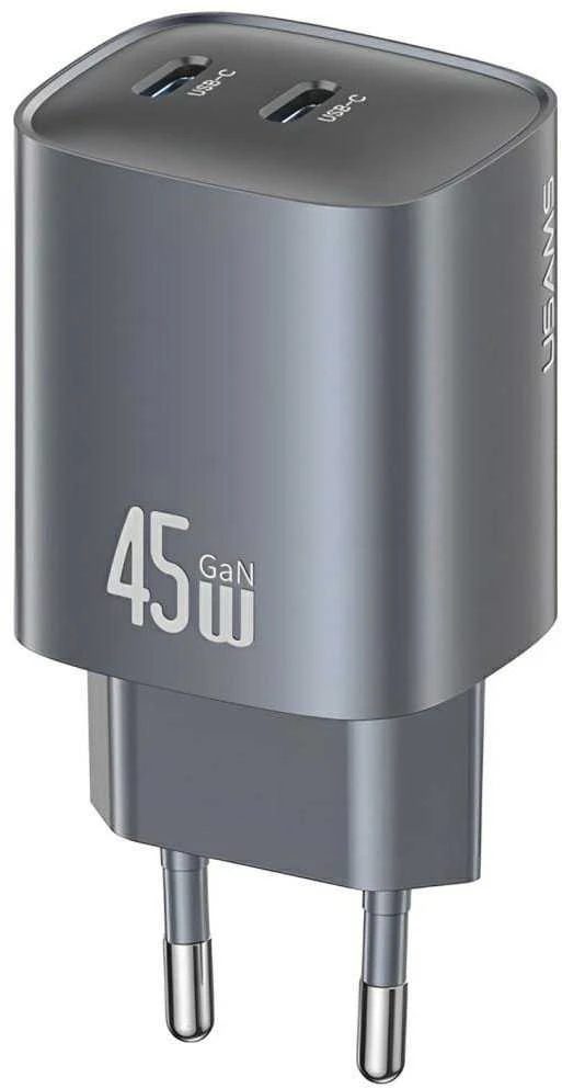 Laidinis įkroviklis USAMS CC305 T66 45W GaN 2xUSB-C tarnish
