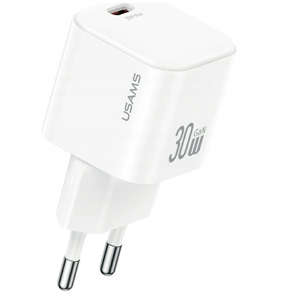 Laidinis įkroviklis USAMS JO Series CC262 30W USB-C + 1m USB-C/USB-C baltos spalvos