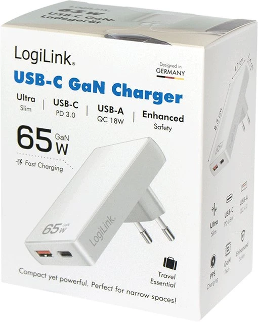 Įkroviklis LogiLink podróżna 1 USB-A 1 USB-C 65 W (PA0376)