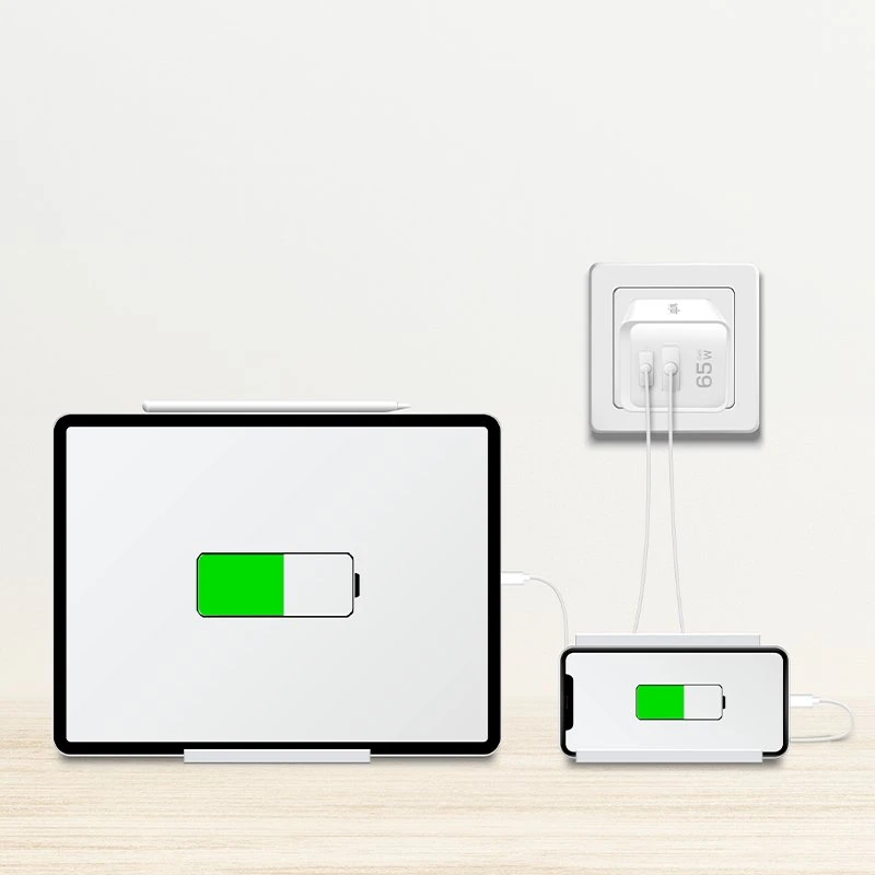 Įkroviklis LogiLink Įkroviklis jungiama į tinklą LogiLink PA0371 USB GaN, 65 W, 1x USB-C (PD), 1x USB-A (QC), balta