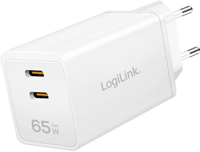 LogiLink Įkroviklis jungiama į tinklą 2x usb-c, 65w, balta