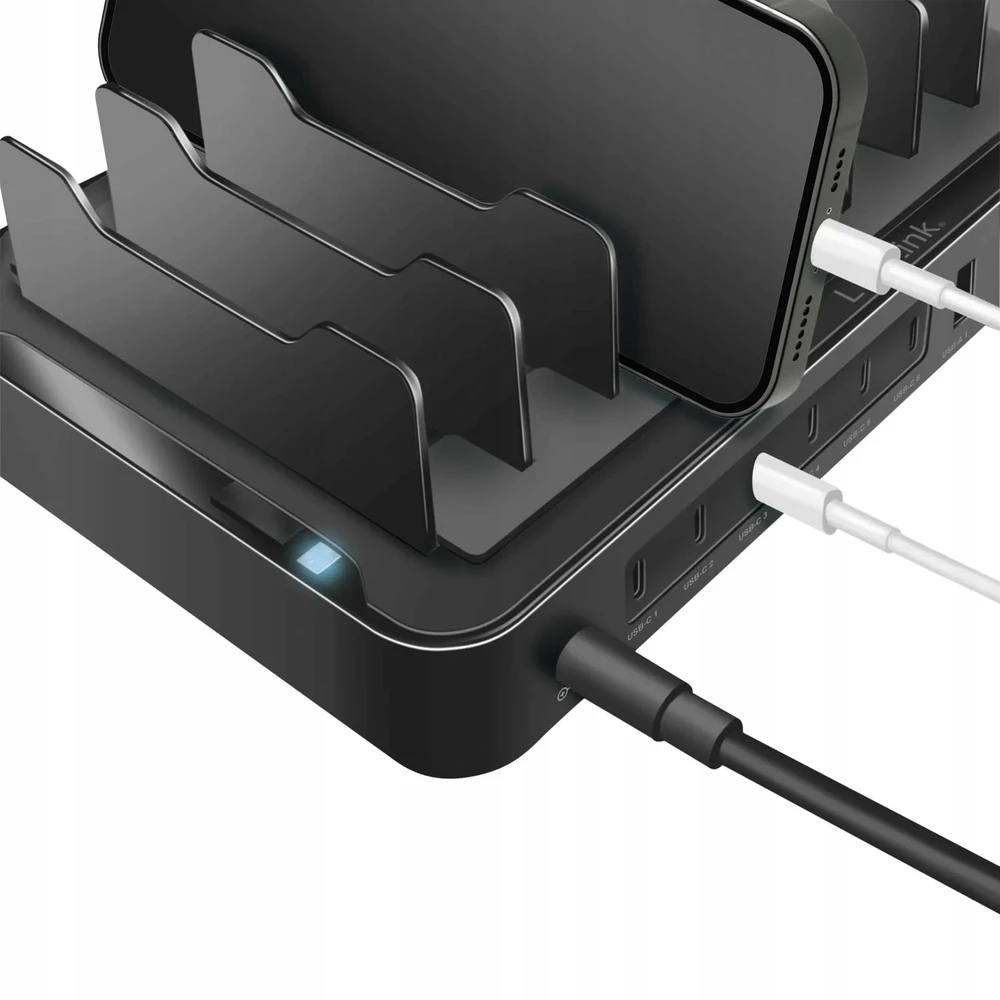 LOL LogiLink USB stalinis įkroviklis, 10 portų, 4x USB-A ir 6x USB-C, 120 W, PD, QC3.0, juodas