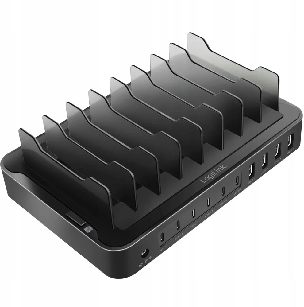 LOL LogiLink USB stalinis įkroviklis, 10 portų, 4x USB-A ir 6x USB-C, 120 W, PD, QC3.0, juodas