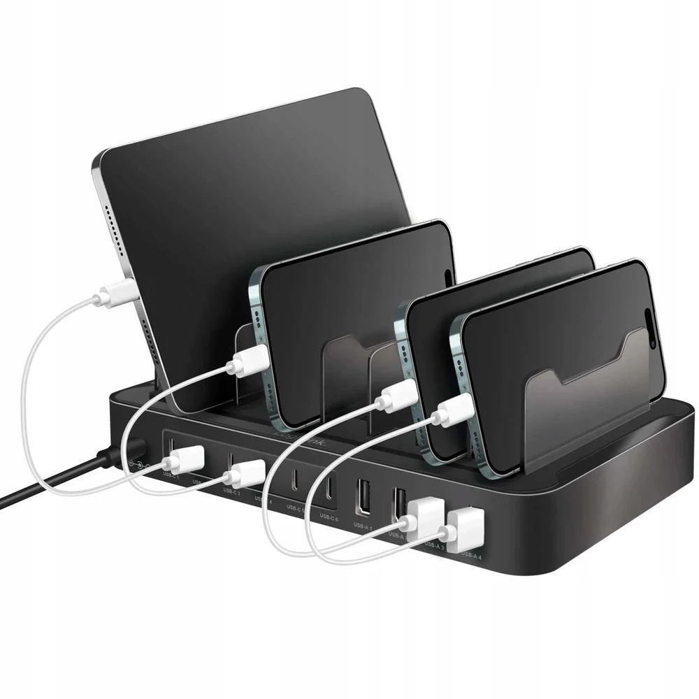 LOL LogiLink USB stalinis įkroviklis, 10 portų, 4x USB-A ir 6x USB-C, 120 W, PD, QC3.0, juodas
