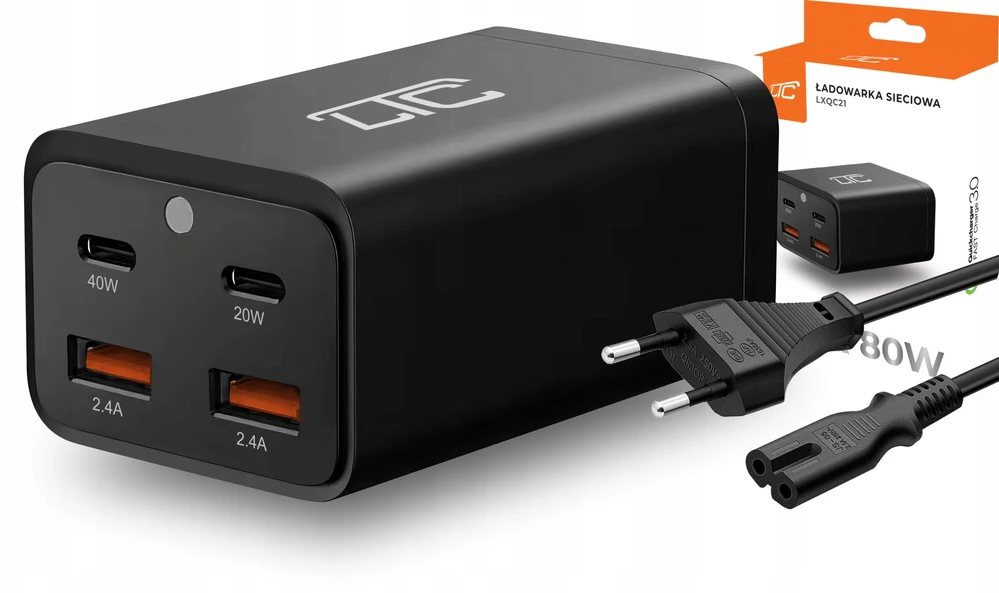 Įkroviklis LTC QC 3.0 PD20W/PD40W Sieciowa 2x USB-A 2x USB-C 2.4 A (LXQC21)