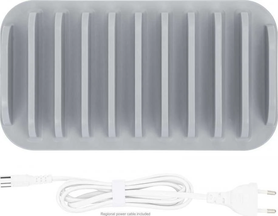 Manhattan įkrovimo stotis, 10x prievadų: 3x USB-C (iki 18W PD) ir 7x USB-A (iki 12W), 120W bendra išvestis, Baltas/Pilkas, Trejų metų garantija, dėžutė