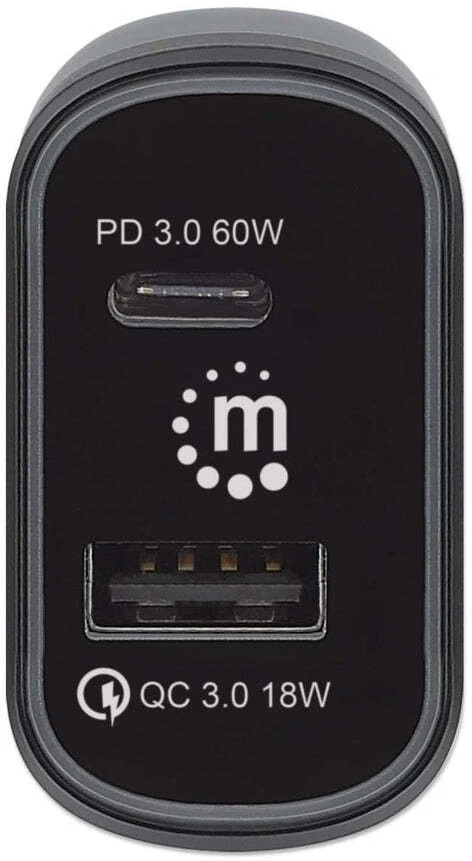 Įkroviklis Manhattan Įkroviklis samochodowa 78W USB-C PD 60W USB-A QC 18W