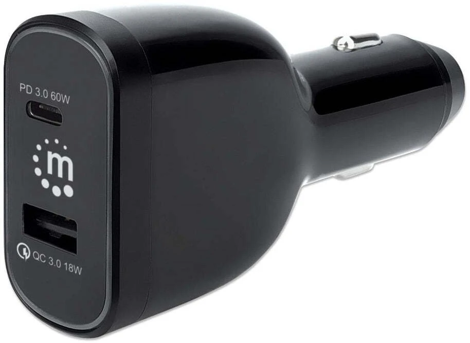 Įkroviklis Manhattan Įkroviklis samochodowa 78W USB-C PD 60W USB-A QC 18W